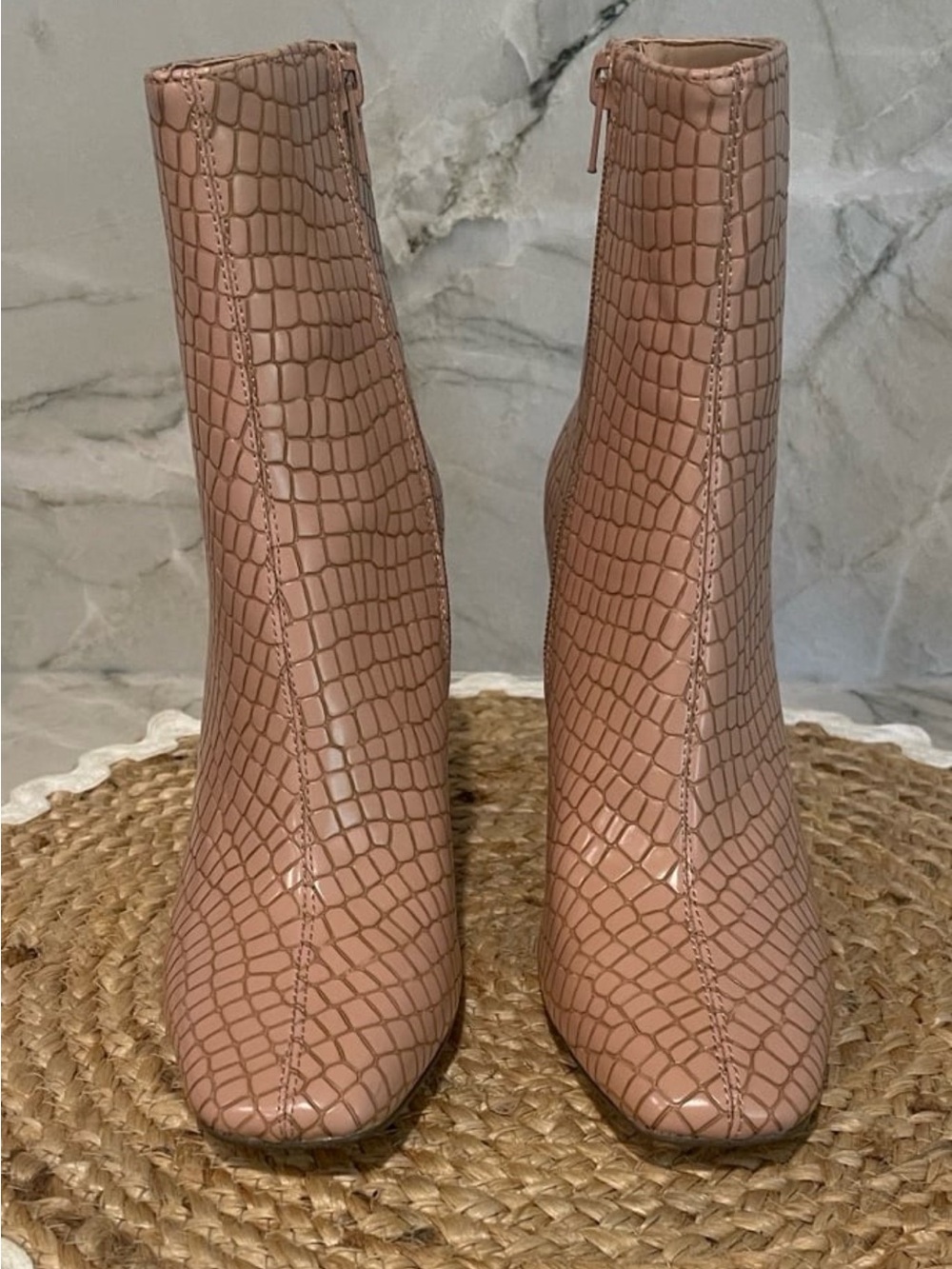 Women’s Katy Perry Croc-Embossed salmon Pink Ankle Boots